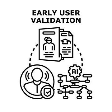 Early user validation process and information assessment Stock Illustration