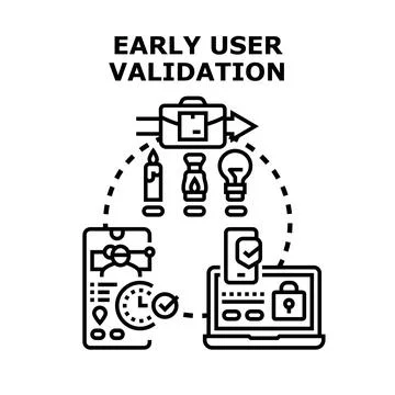 Early user validation process developing product idea Stock Illustration