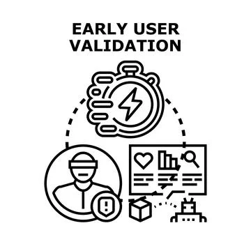 Early user validation process testing product feedback loop Stock Illustration