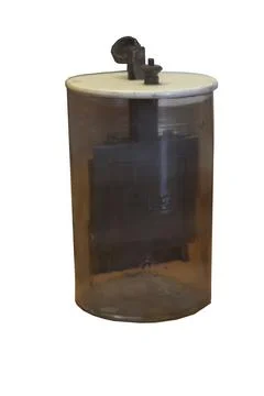 An early version of an agglomerate block cell battery invented by Lalande and Foto stock