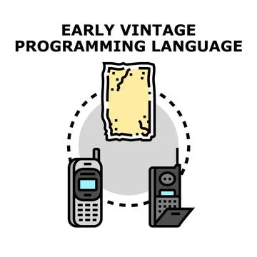 Early vintage programming language concept connecting old technologies Stock Illustration