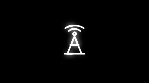 Early Warning System Line Icon Animation Loop Black Background Stock Footage 341368618