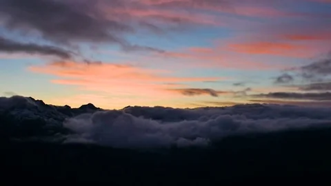 Early Winter Mountains Snow Sunset Clouds Timelapse Vídeo Stock 69149441
