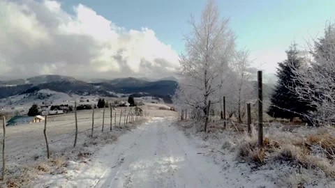 Early winter through a dreamy mountain landscape Stock Footage 166919500