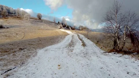 Early winter through a dreamy mountain landscape Stock Footage 166919504