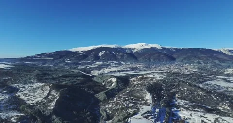 Early Winter Vast Landscape Small Village Under Mountain Top Eastern Europe Stock Footage 289420361