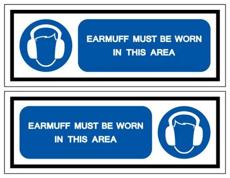 Earmuff Must Be Worn In This Area Symbol Sign ,Vector Illustration, Isolate O Stock Illustration