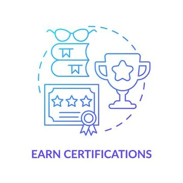 Earn certifications blue gradient concept icon Stock-Illustration