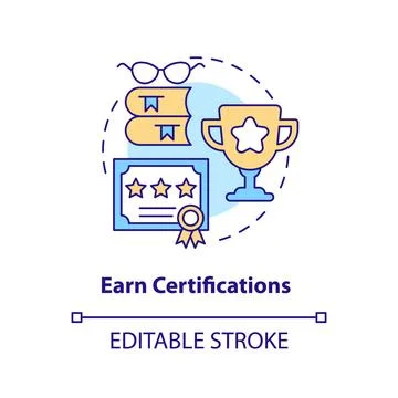 Earn certifications concept icon Stock Illustration