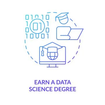Earn data science degree blue gradient concept icon イラスト素材