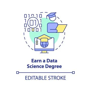 Earn data science degree concept icon Stockillustratie