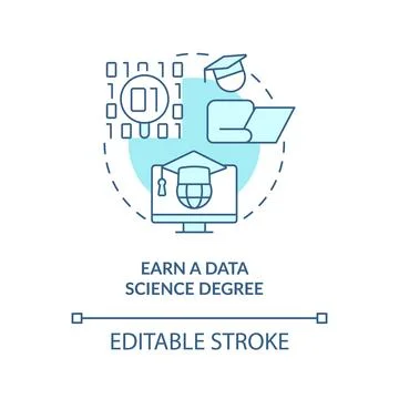 Earn data science degree turquoise concept icon 스톡 일러스트