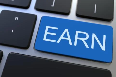 EARN key on computer keyboard. 3D rendering 스톡 일러스트