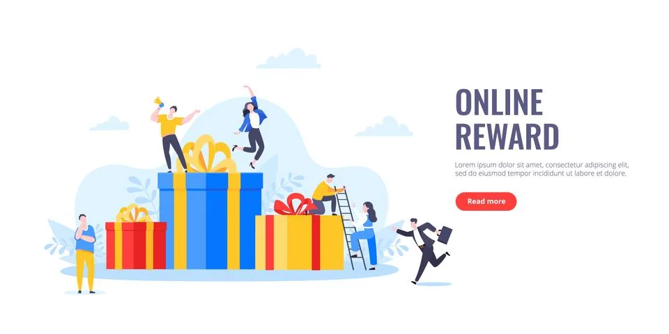 Earn loyalty program points, get online reward and gifts. Illustrazione stock