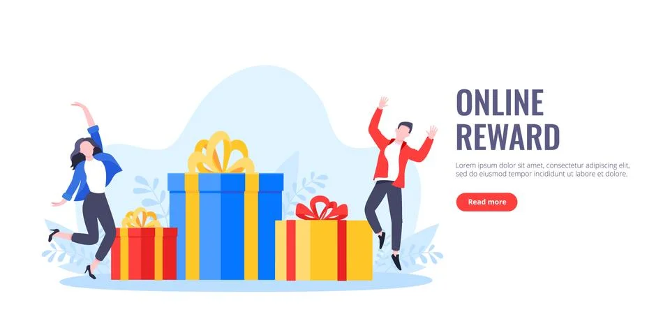 Earn loyalty program points, get online reward and gifts. Illustrazione stock