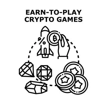Earn to play crypto games concept vector illustration 스톡 일러스트