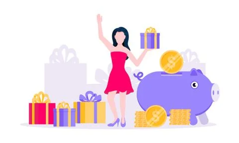 Earn points business concept flat style design vector illustration. Illustrazione stock