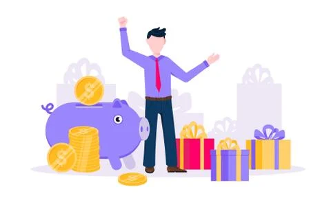 Earn points business concept flat style design vector illustration. Illustrazione stock