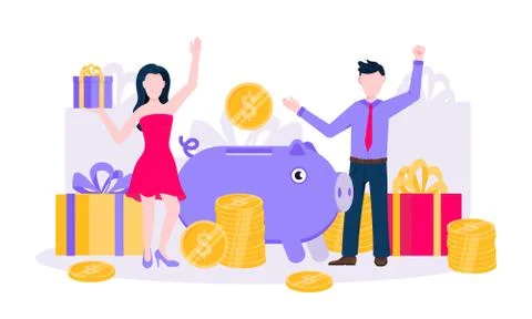 Earn points business concept flat style design vector illustration. Illustrazione stock