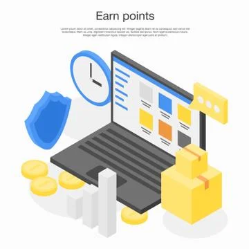 Earn points concept banner, isometric style Stock Illustration