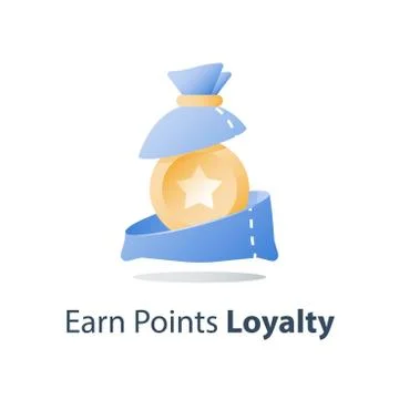 Earn points, loyalty program, collect bonus, prize fund, vector flat icon Illustrazione stock