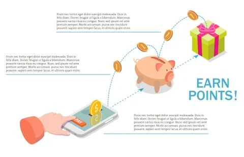Earn points for purchase diagram, vector flat illustration Illustrazione stock