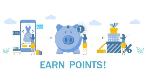 Earn points for purchase, vector concept illustration Illustrazione stock