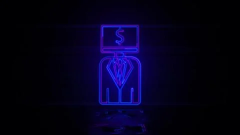 Earn smart robot in neon effect mp4 video Stock Illustration
