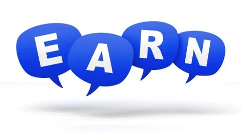 Earn speech bubbles 3d concept illustration Ilustración de archivo
