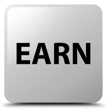 Earn white square button Stock Illustration