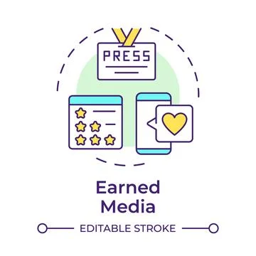 Earned media multi color concept icon Stock Illustration