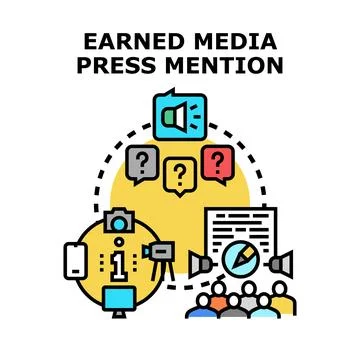 Earned media press mention concept vector Stock Illustration