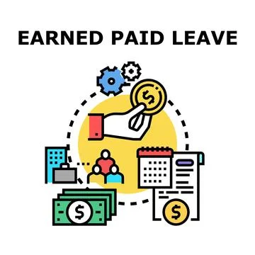 Earned paid leave concept for working employees Stock Illustration
