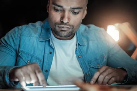 Earnest IT guy testing speed 스톡 사진