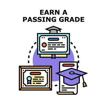 Earning academic grades and achieving educational certificates Stock Illustration