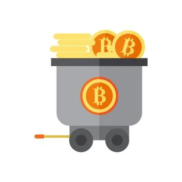 Earning Bitcoin Mining Wagon Vector Illustration Graphic Stock Illustration