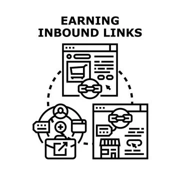 Earning inbound backlinks for website content and business promotion Stock Illustration