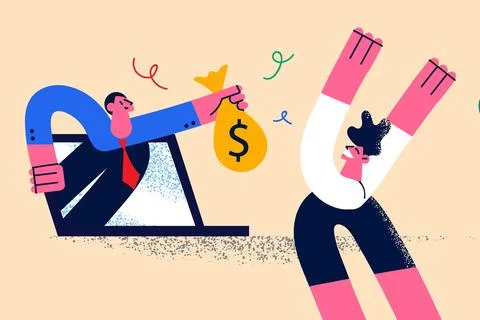 Earning in internet and e-commerce concept Illustrazione stock