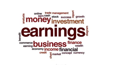Earnings animated word cloud, text design animation. Stock Footage 75294332
