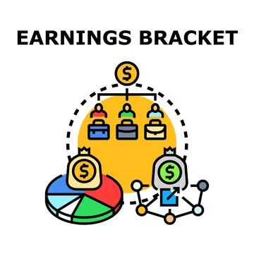 Earnings bracket concept distributing financial income to people Stock Illustration