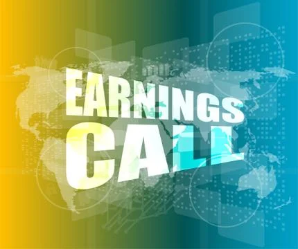 Earnings call words on touch screen interface Stock Illustration