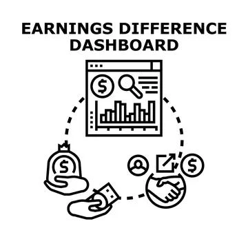 Earnings difference dashboard analyzing financial income data 스톡 일러스트
