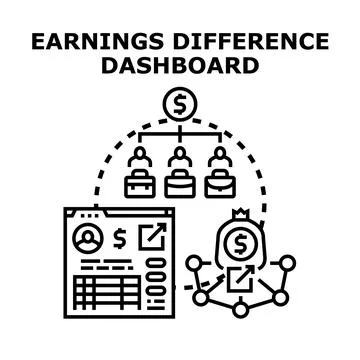 Earnings difference dashboard visualizing business financial data Stock Illustration