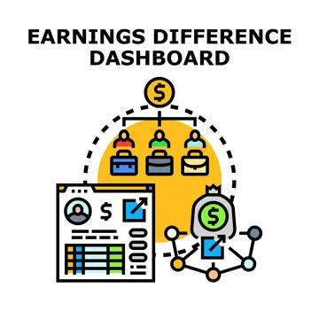 Earnings difference dashboard visualizing business financial data Stock Illustration