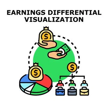 Earnings differential visualization concept illustrating income distribution Stock Illustration