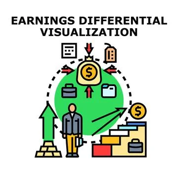 Earnings differential visualization demonstrating business income and profit Stock Illustration