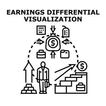 Earnings differential visualization demonstrating business income and profit Stock Illustration