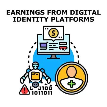 Earnings from digital identity platforms concept illustration Stock Illustration