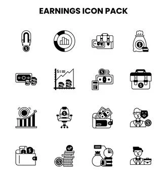 Earnings DuoTone Bundle Icons Pack Stock Illustration