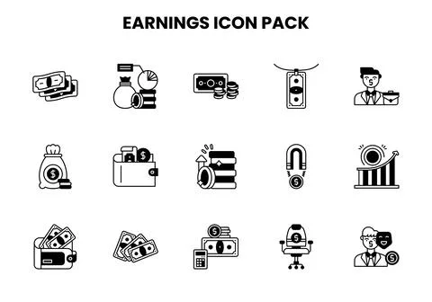 Earnings DuoTone Vector Icons Pack イラスト素材